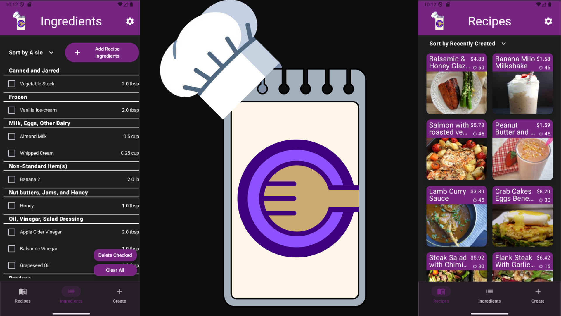 Recipe application screenshot